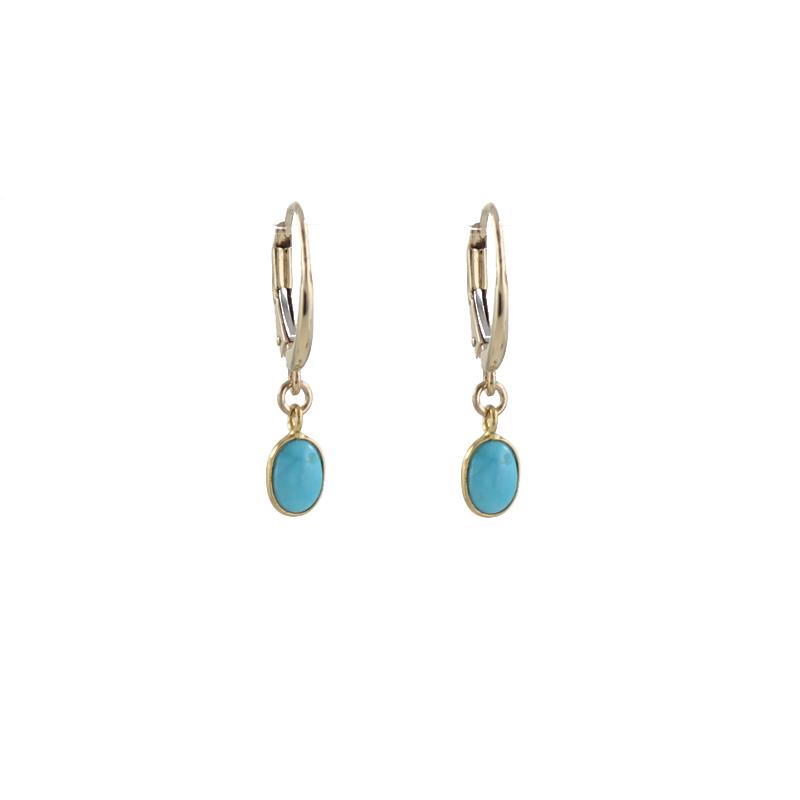 14k gold earrings with turquoise stones