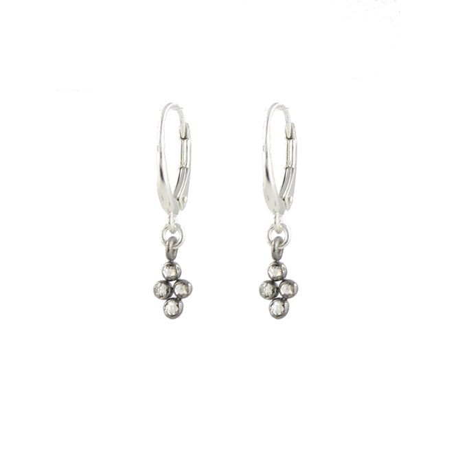 Sterling silver clover diamond earrings