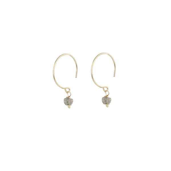 14k gold and rough diamond nugget earrings