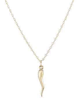 14k Gold Italian Horn Necklace