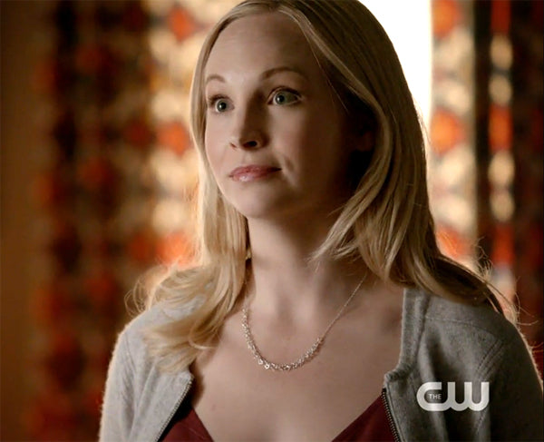 Caroline (Candice Accola) wears a Thorny Hearts Necklace by Peggy Li on The Vampire Diaries