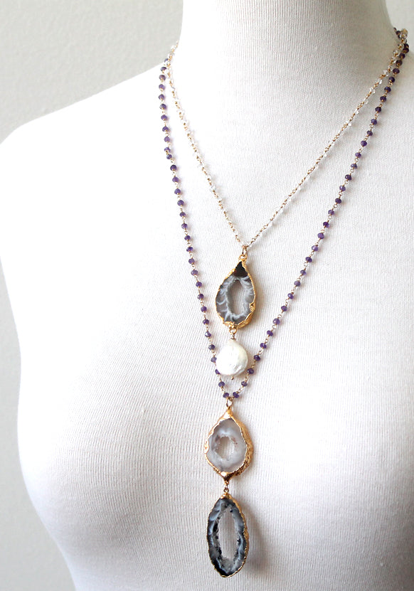 Agate slice necklace by Peggy Li