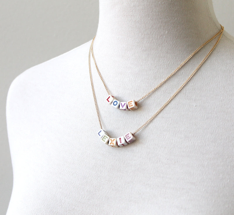 Alphabet bead chain necklace