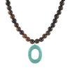 Wood and amazonite stone necklace