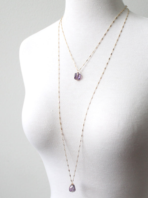 Layered Amethyst Nugget Necklaces