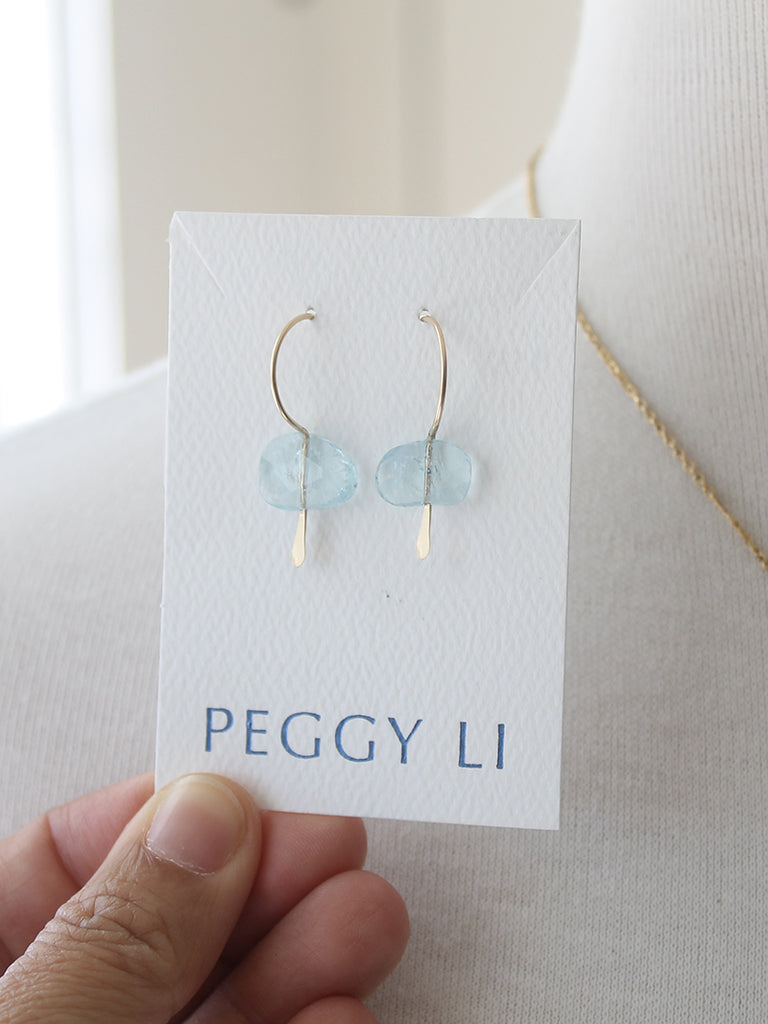 Aquamarine Huggie Earrings