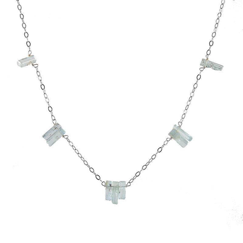 Aquamarine Spires Necklace, silver