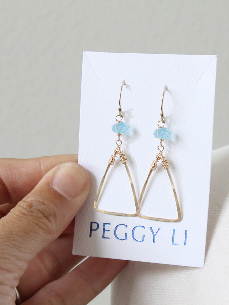 Aquamarine Triangle Earrings