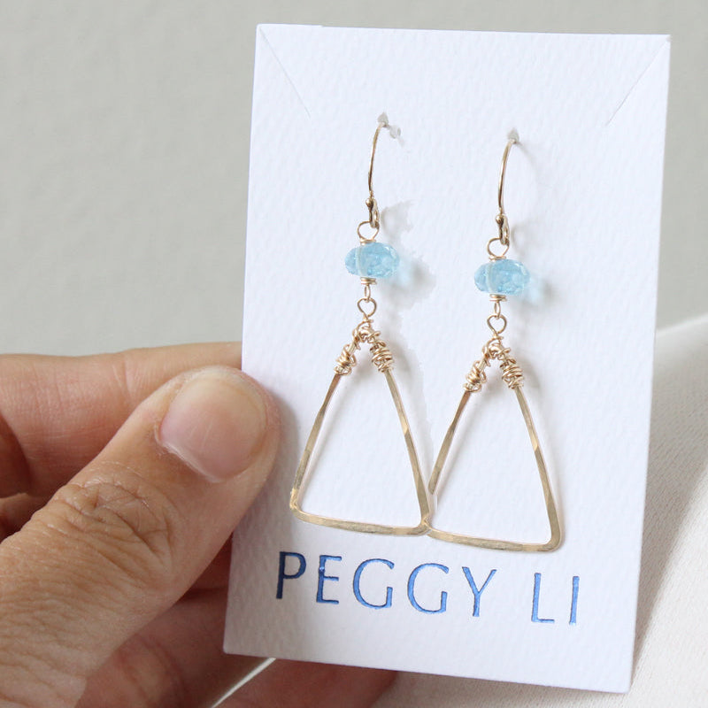 Aquamarine Triangle Earrings