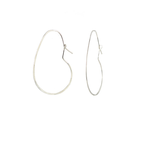 Bean hoop earring, silver