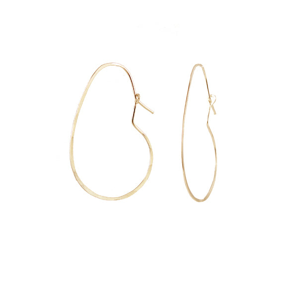 Bean hoop earring, gold