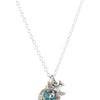 Sterling silver bird and bird nest charm necklace with turquoise eggs