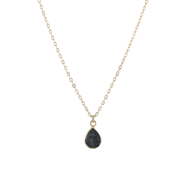 Black Druzy Teardrop Necklace