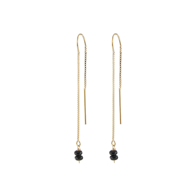Threader Earrings with black spinel