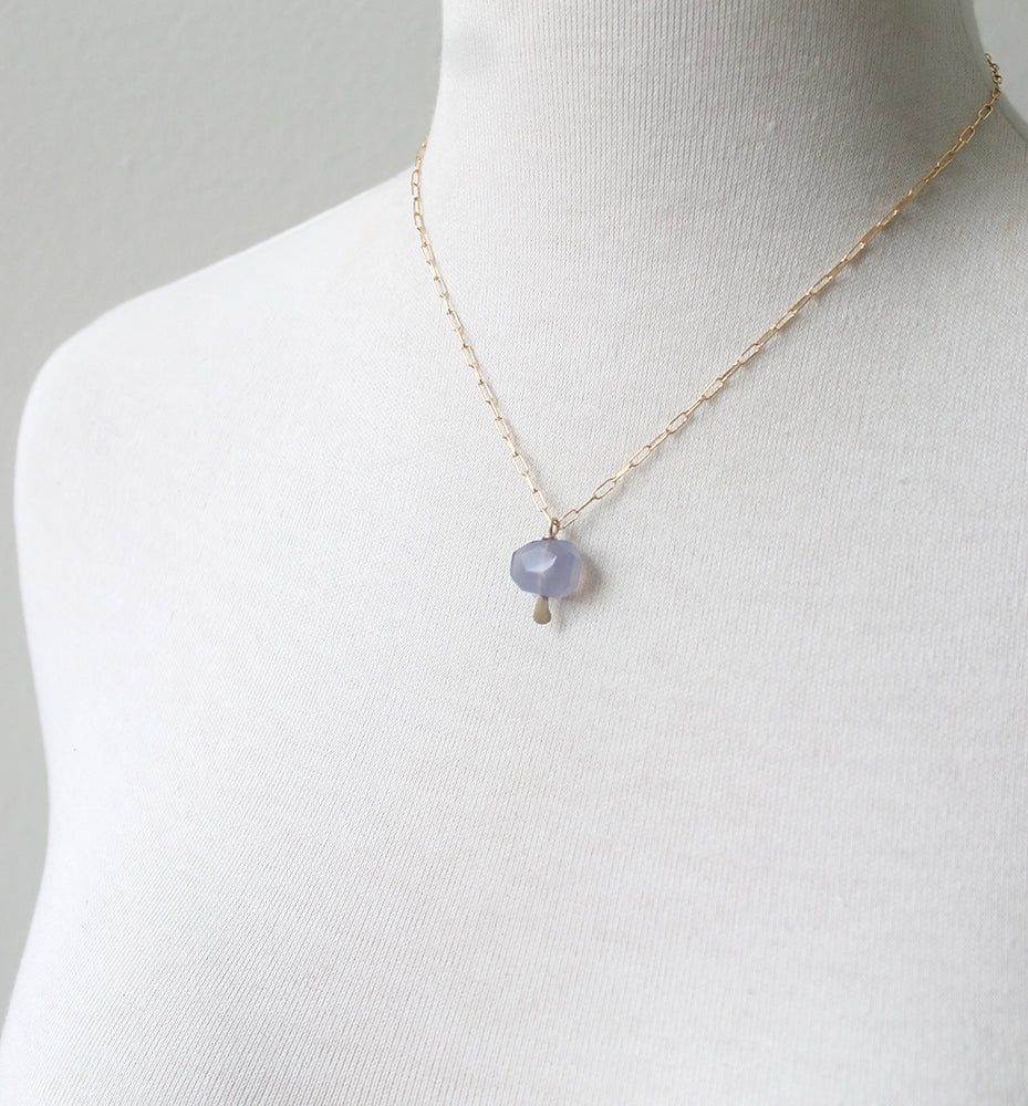 Blue Chalcedony Drop Necklace