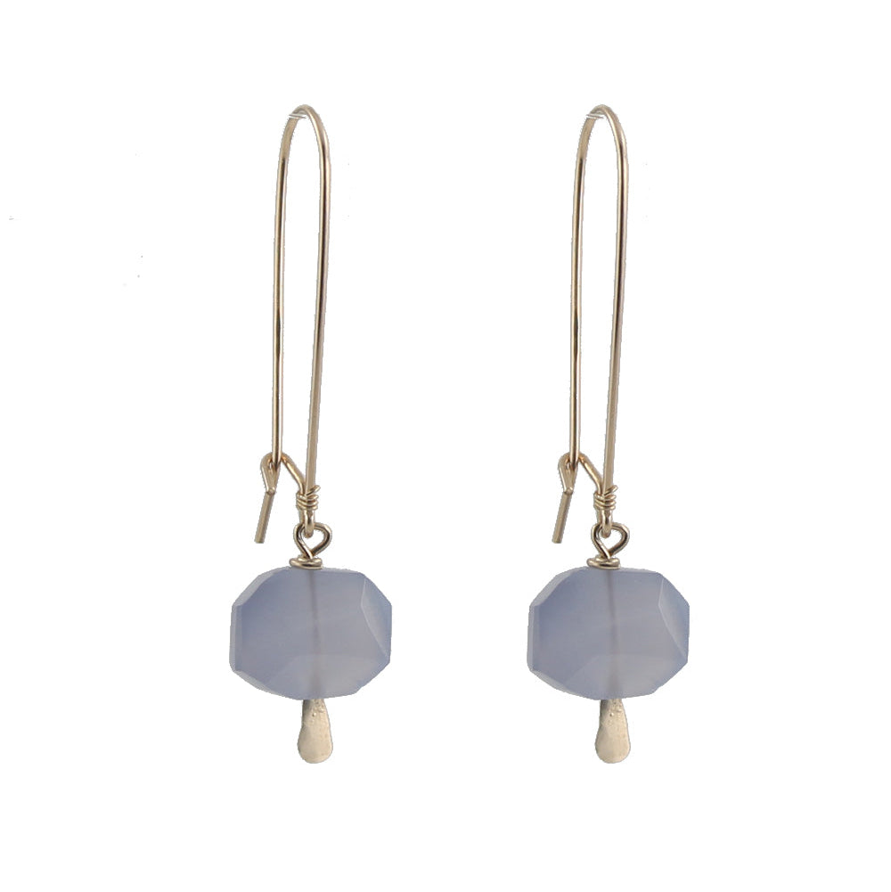 Blue chalcedony chunk earrings