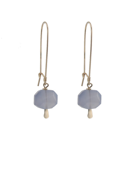 Blue chalcedony chunk earrings