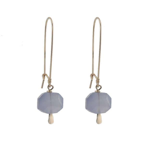 Blue chalcedony chunk earrings