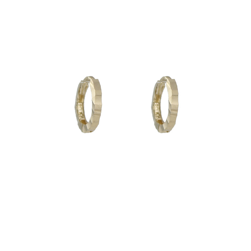 Bold cut 14k gold huggie hoops