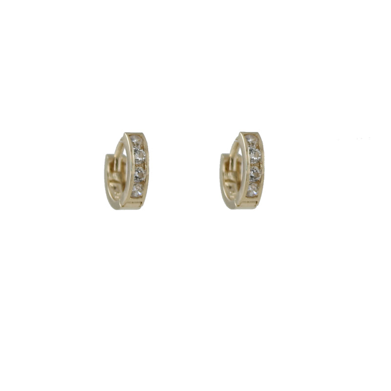 14k Gold Bold CZ Huggie Hoop Earrings