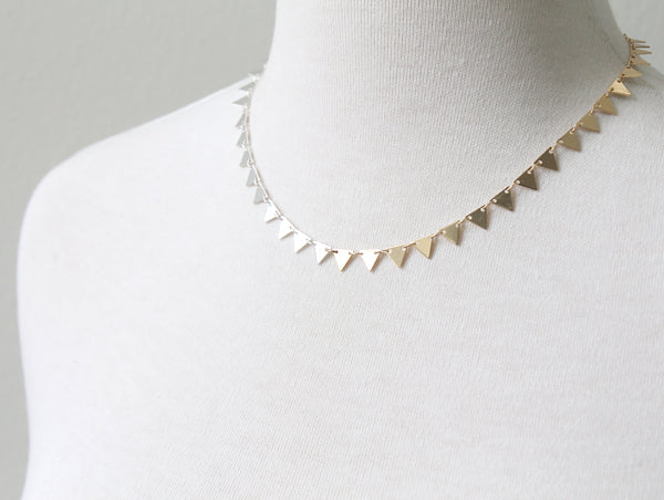 Half silver half gold ombre triangles necklace