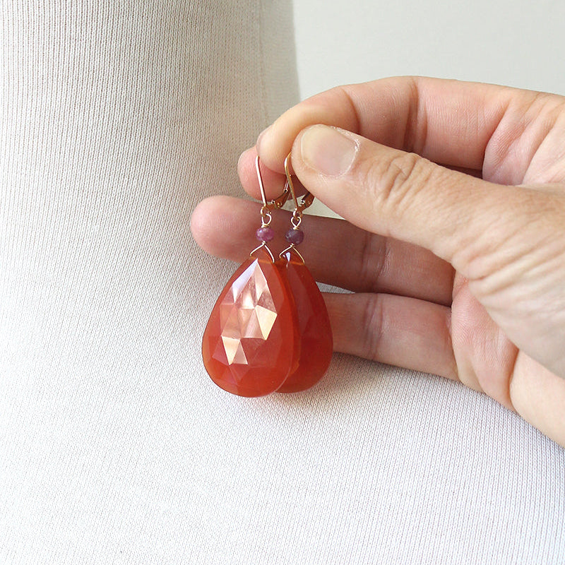Carnelian Teardrop Earrings