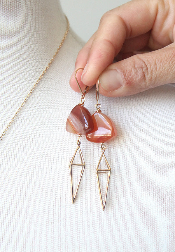 Carnelian Cage Earrings