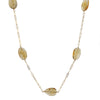 A flat faceted citrine ovals necklace with a gold-filled chain 