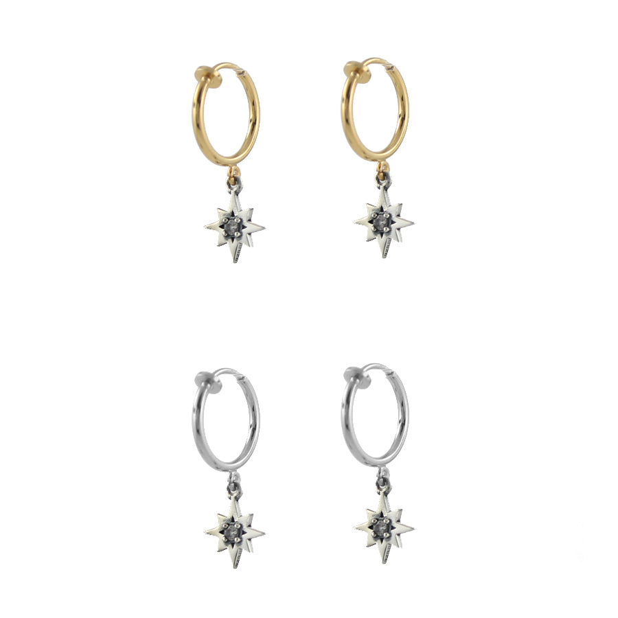 Clipon hoop earrings with starlight charm