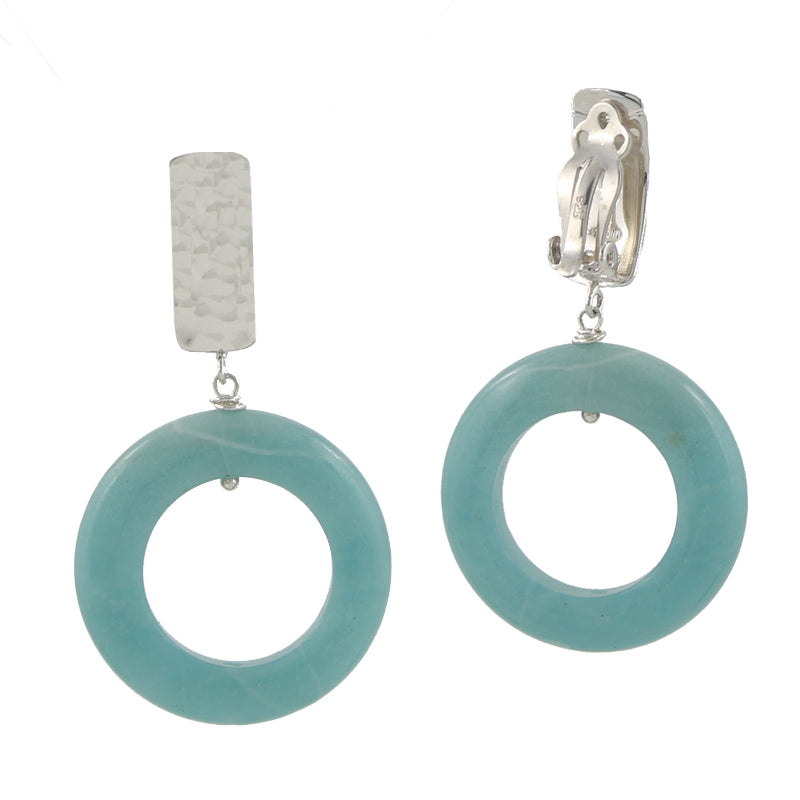 Amazonite clip on earrings