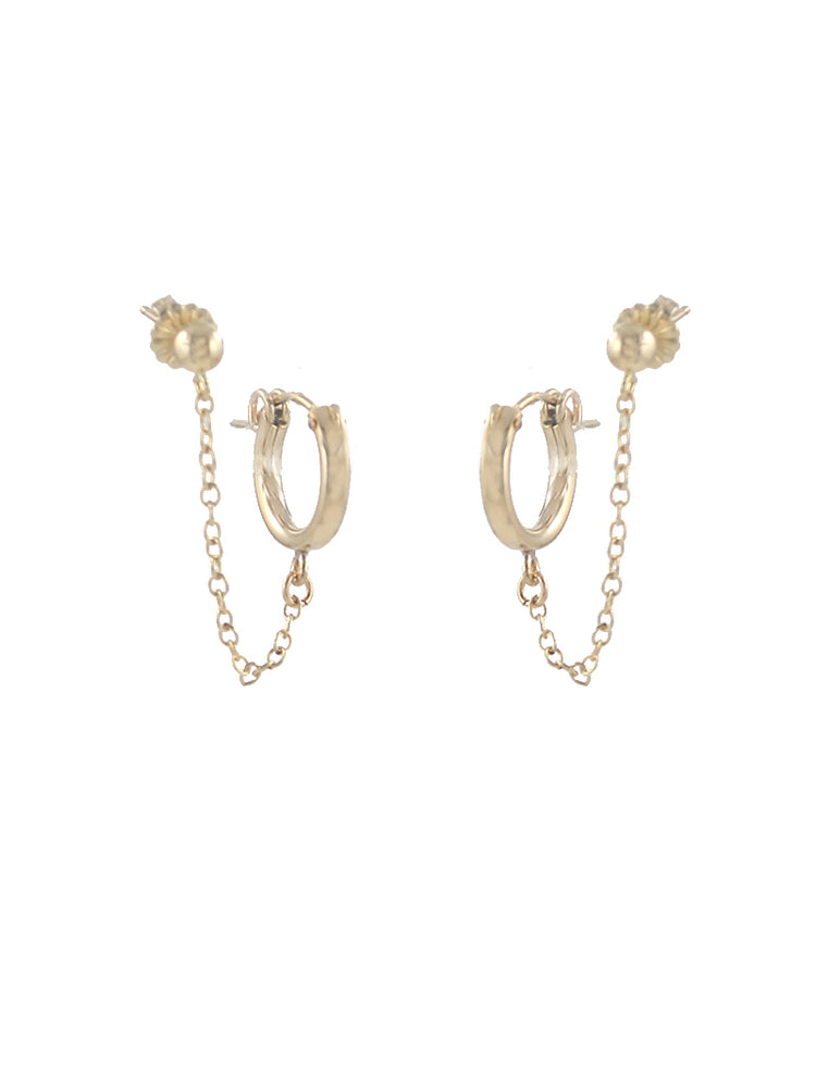 14K Gold Double Handcuff Huggie Hoop Earrings – Nana Bijou