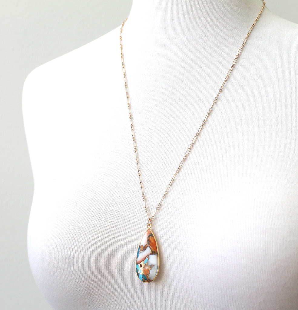 Copper oyster turquoise necklace