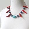 Sodalite and coral necklace