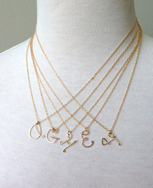 Cursive Initial Charms Necklace