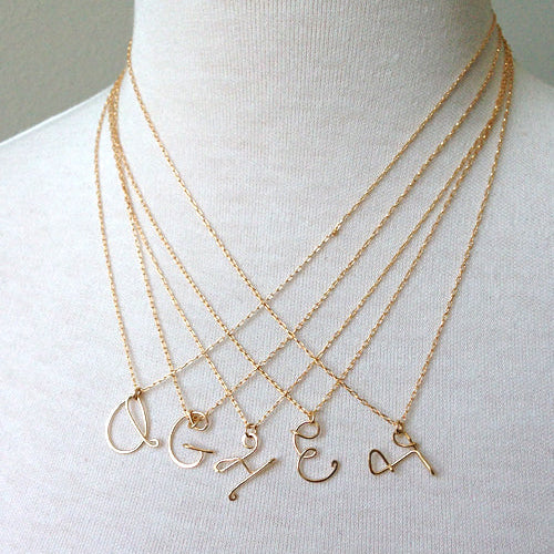 Cursive Initial Charms Necklace