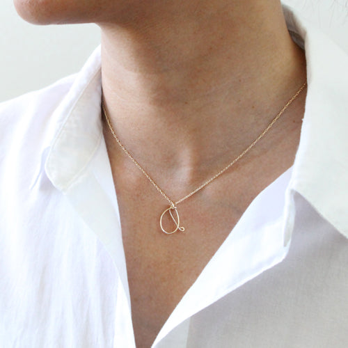 Handmade cursive initial charm necklace