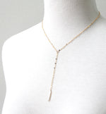 Slim pearl lariat necklace