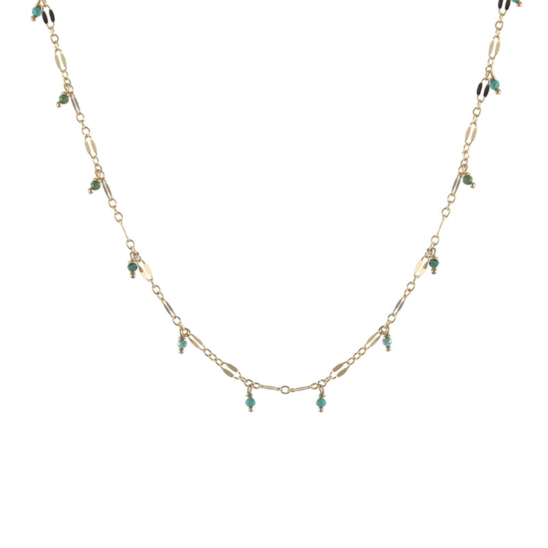 Lace chain necklace with turquoise