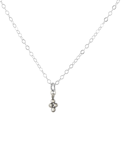 Diamond Clover Necklace - silver