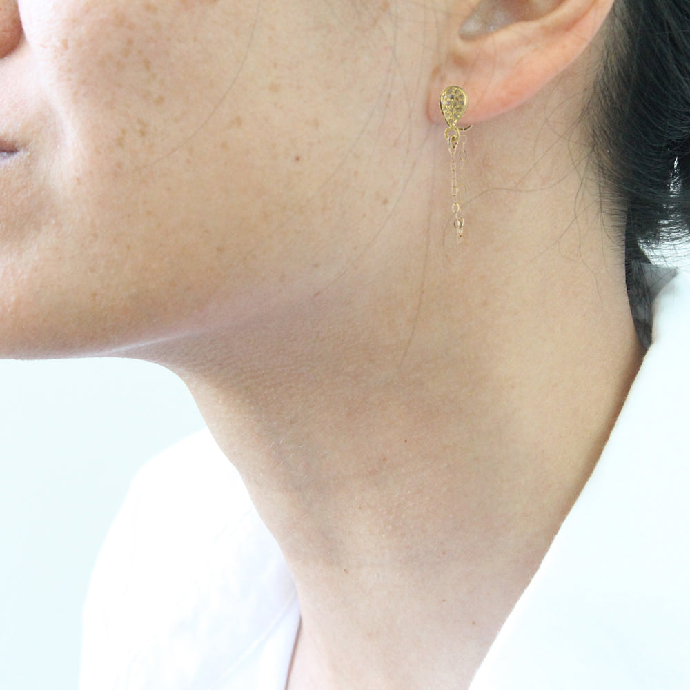 Pave Diamond Draped Earrings, gold by Peggy Li