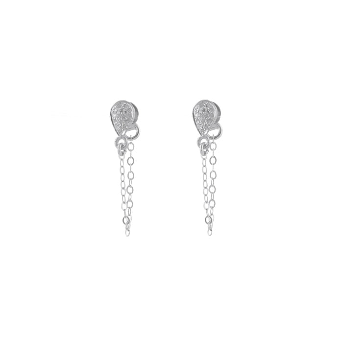 Pave Diamond Draped Earrings, silver