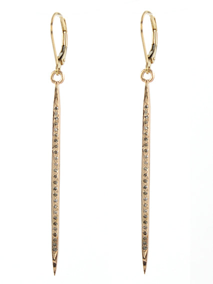 Diamond spike earrings, gold plate