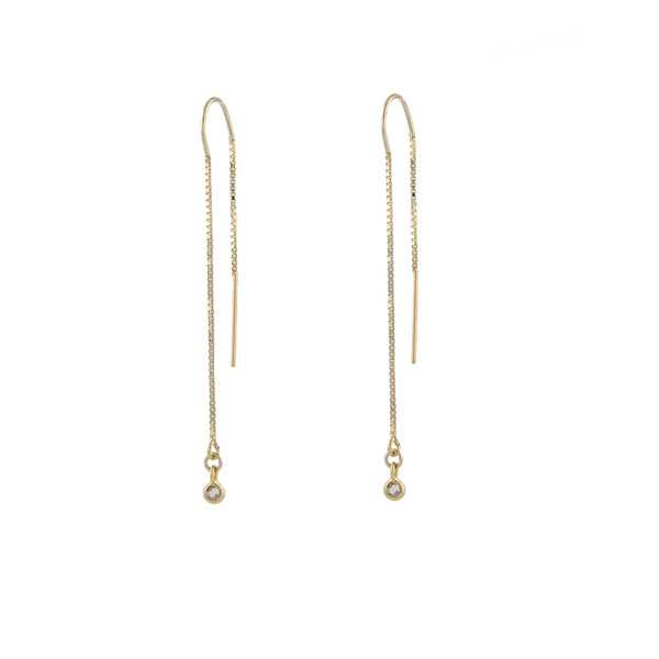 Diamond Threader Earrings, gold