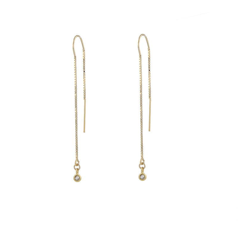 Diamond Threader Earrings, gold