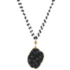 Black druzy pendant necklace