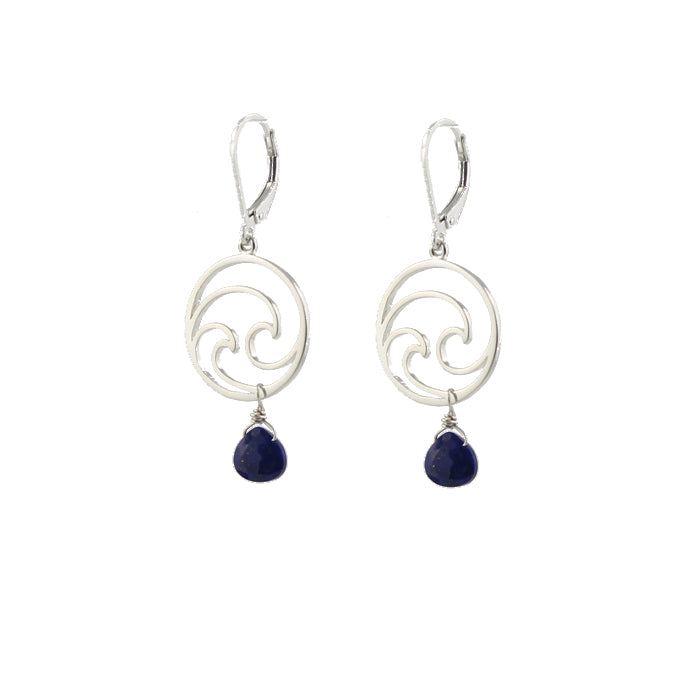 Double wave blue earrings