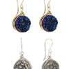 Round Druzy Earring silver and blue detail