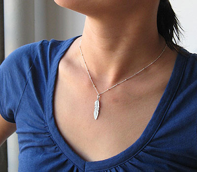 Eagle Feather Necklace, sterling silver