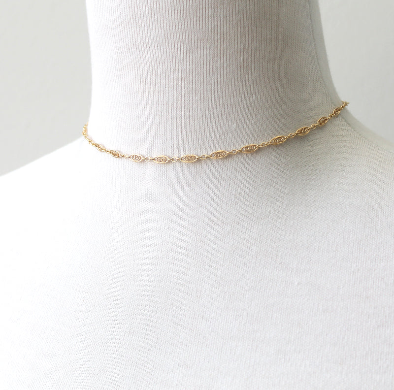 Filigree Chain choker length necklace