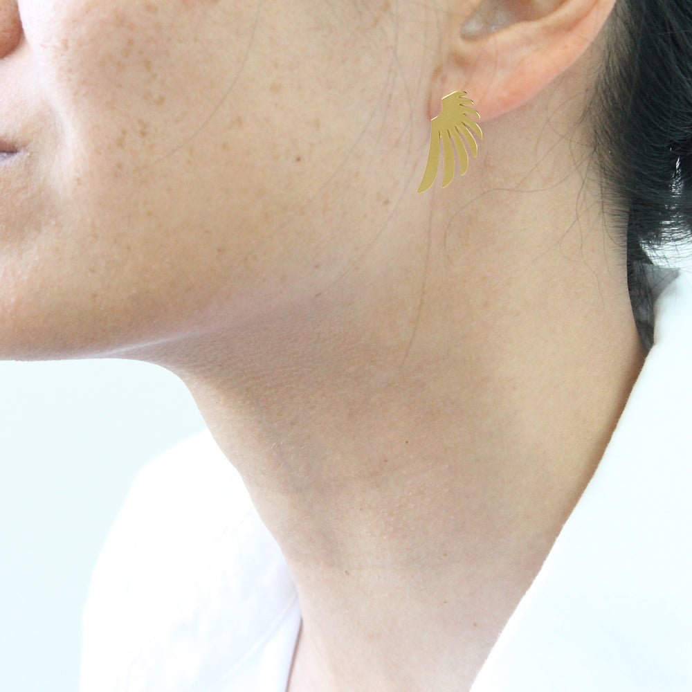 Winged Earrings, gold plate